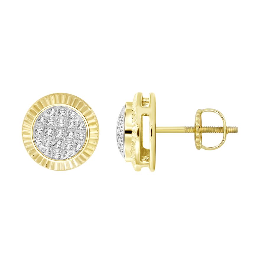 LADIES STUD EARRINGS 0.10CT ROUND DIAMOND 10K YELLOW GOLD