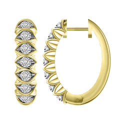 LADIES HOOP EARRINGS 0.50CT ROUND DIAMOND 10K YELLOW GOLD