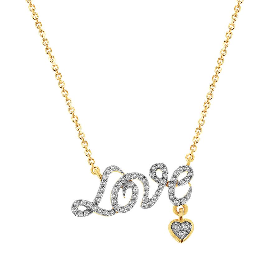 LADIES NECKLACE 0.20CT ROUND DIAMOND 10K YELLOW GOLD