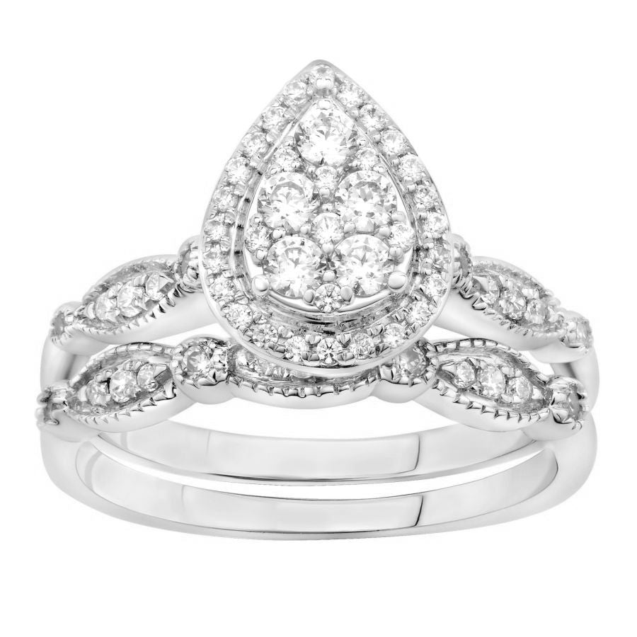 LADIES BAND ONLY 0.10CT ROUND DIAMOND 10K WHITE GOLD