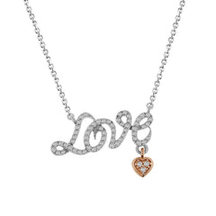 LADIES NECKLACE 0.20CT ROUND DIAMOND 14K WHITE/ROSE GOLD