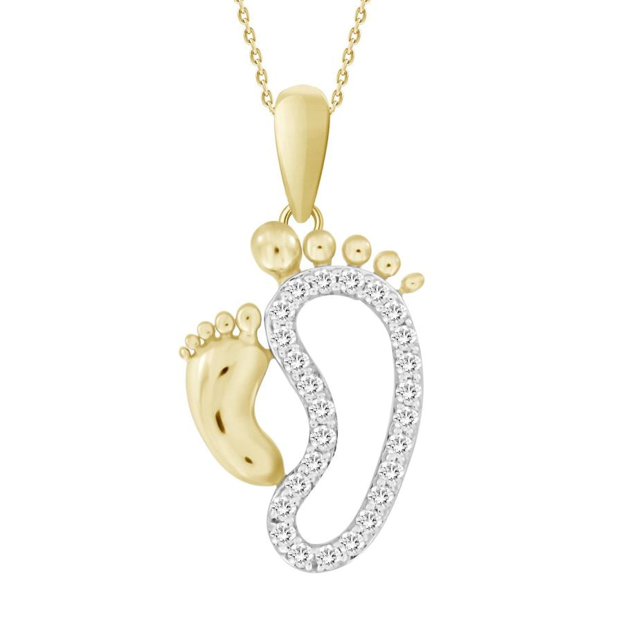 LADIES PENDANT WITH CHAIN 0.10CT ROUND DIAMOND 10K YELLOW GOLD