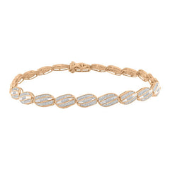 LADIES BRACELET 1.00CT ROUND/BAGUETTE DIAMOND 10K ROSE GOLD