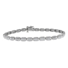 LADIES BRACELET 1.00CT ROUND/BAGUETTE DIAMOND 10K WHITE GOLD