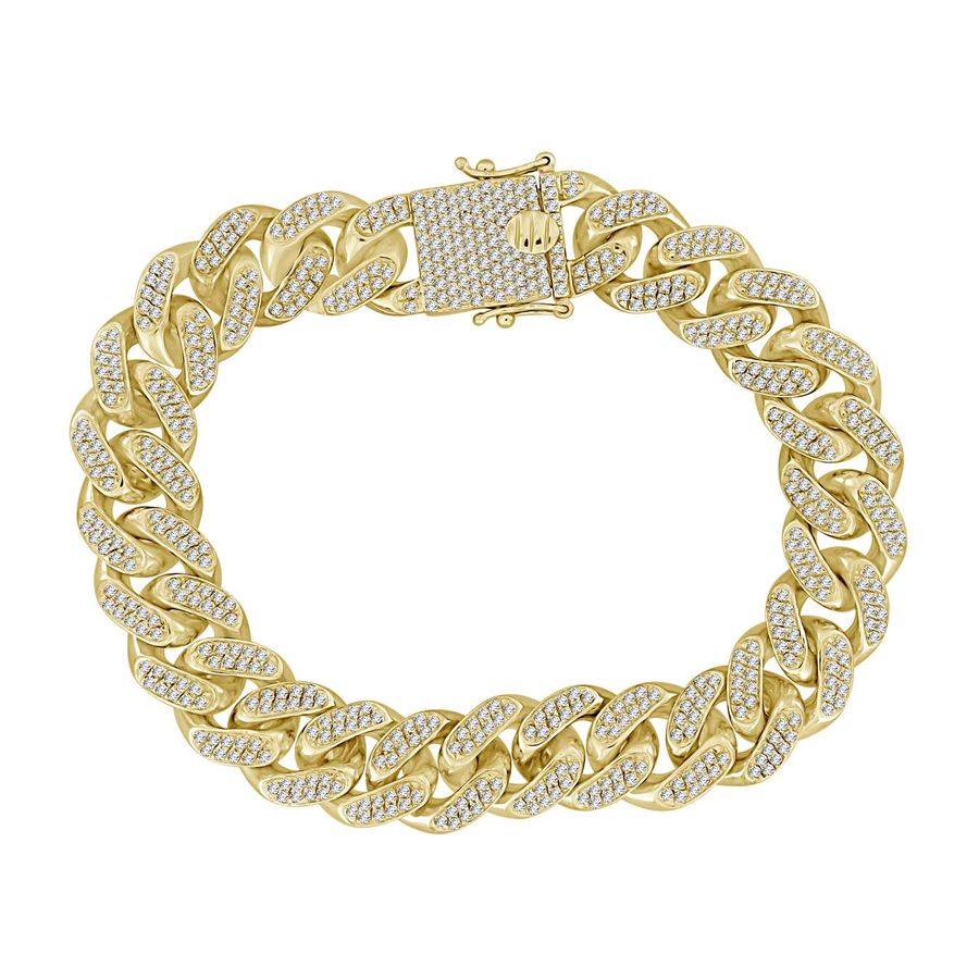 MEN'S BRACELET 7.10CT ROUND DIAMOND 10K WHITE/YELLOW/ROSE GOLD