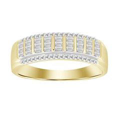 LADIES BAND 0.25CT ROUND/BAGUETTE DIAMOND 10K YELLOW GOLD