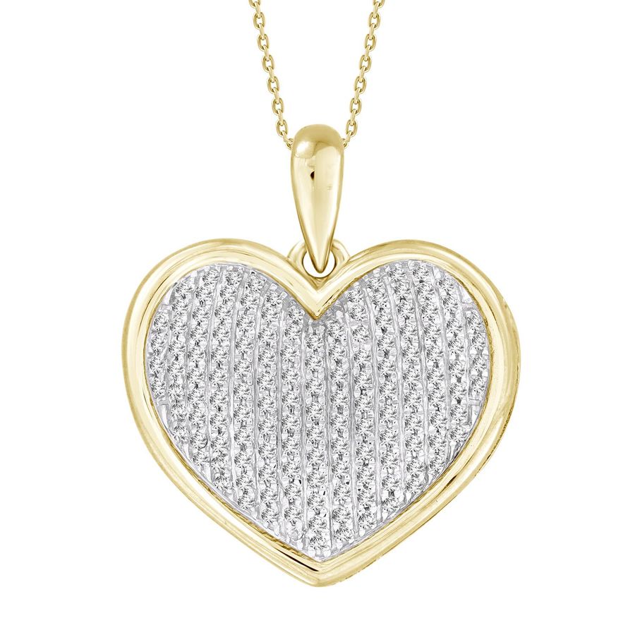 LADIES PENDANT WITH CHAIN 0.50CT ROUND DIAMOND 10K YELLOW GOLD