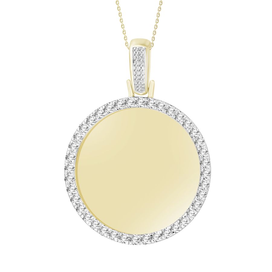 MEN'S PENDANT 1.00CT ROUND DIAMOND 10K YELLOW GOLD