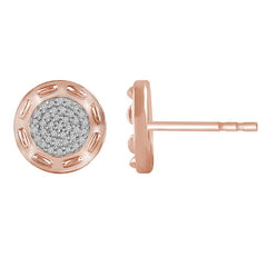 LADIES EARRINGS 0.10CT ROUND DIAMOND 10K ROSE GOLD