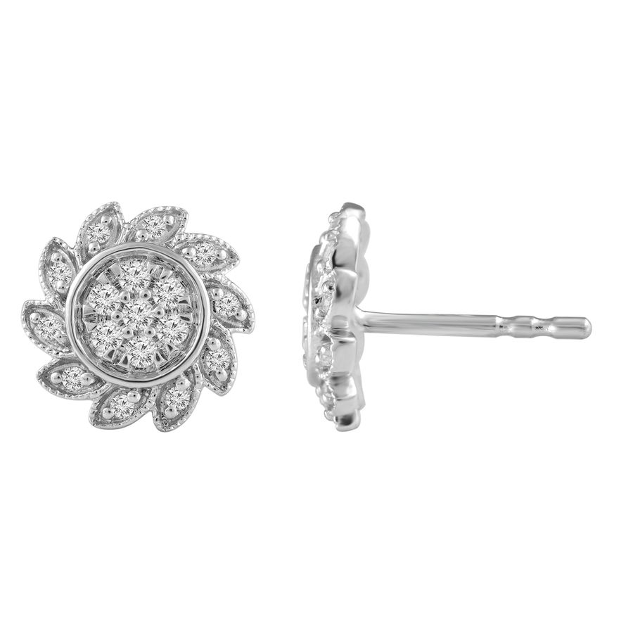 LADIES EARRINGS 0.15CT ROUND DIAMOND 10K WHITE GOLD