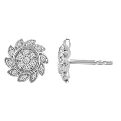 LADIES EARRINGS 0.15CT ROUND DIAMOND 10K WHITE GOLD