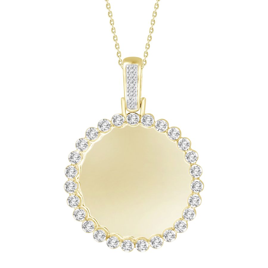 LADIES PENDANT 0.50CT ROUND DIAMOND 10K YELLOW GOLD