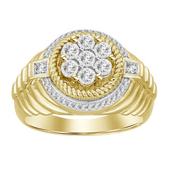 MEN'S RING 0.40CT ROUND DIAMOND 10K YELLOW GOLD