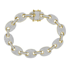 MEN'S BRACELET 4.00CT ROUND DIAMOND 10K YELLOW GOLD