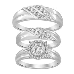 LADIES TRIOS SET 0.75CT ROUND DIAMOND 10K WHITE GOLD