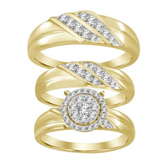 LADIES TRIOS SET 0.75CT ROUND DIAMOND 10K YELLOW GOLD