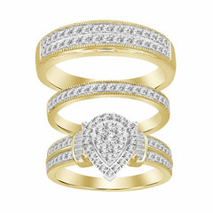 LADIES TRIOS SET 0.25CT ROUND DIAMOND 10K YELLOW GOLD