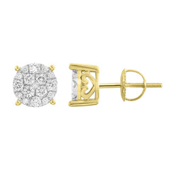 LADIES EARRINGS 0.50CT ROUND DIAMOND 10K YELLOW GOLD