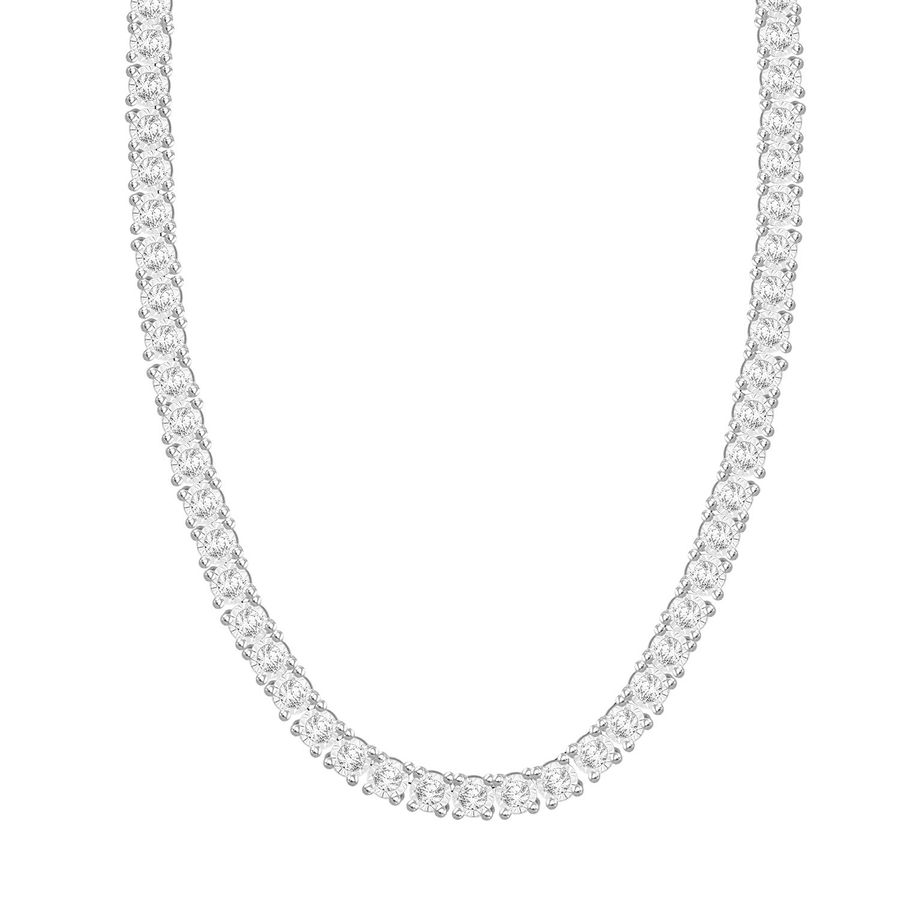 MEN'S NECKLACE 16.25CT ROUND DIAMOND 14K WHITE GOLD