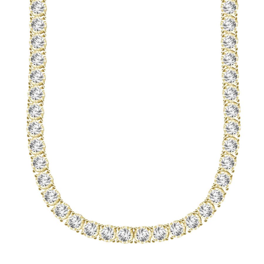 MEN'S NECKLACE 16.25CT ROUND DIAMOND 14K YELLOW GOLD