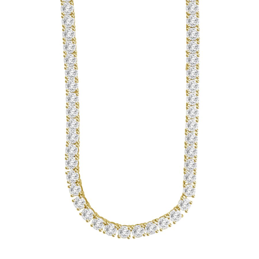 MEN'S NECKLACE 7.75CT ROUND DIAMOND 10K YELLOW GOLD