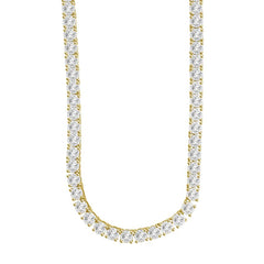 MEN'S NECKLACE 7.75CT ROUND DIAMOND 10K YELLOW GOLD