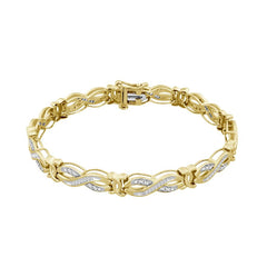 LADIES BRACELET 1.00CT ROUND/BAGUETTE DIAMOND 10K YELLOW GOLD