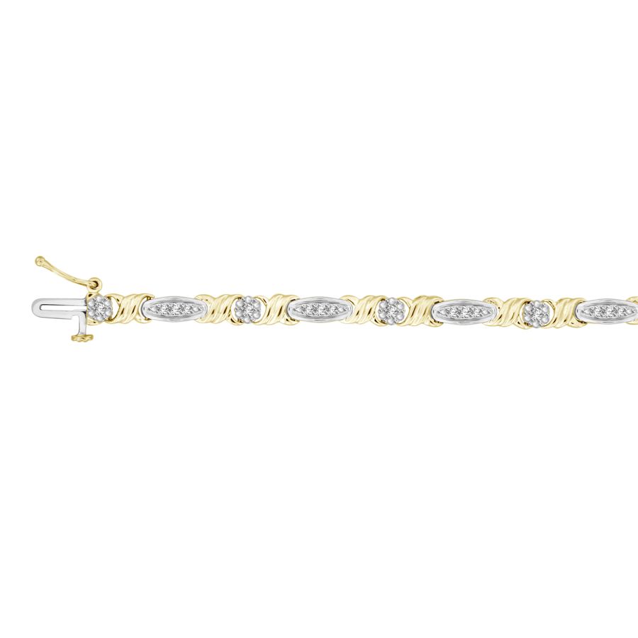 LADIES BRACELET 0.50CT ROUND DIAMOND 10K WHITE/YELLOW GOLD