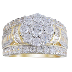 LADIES RING 3.00CT ROUND/BAGUETTE DIAMOND 10K YELLOW GOLD(SI QUALITY)