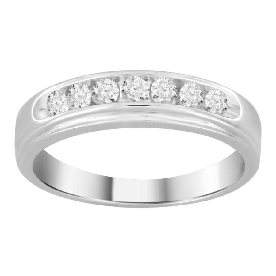 MEN'S BAND 0.33CT ROUND DIAMOND 14K WHITE GOLD