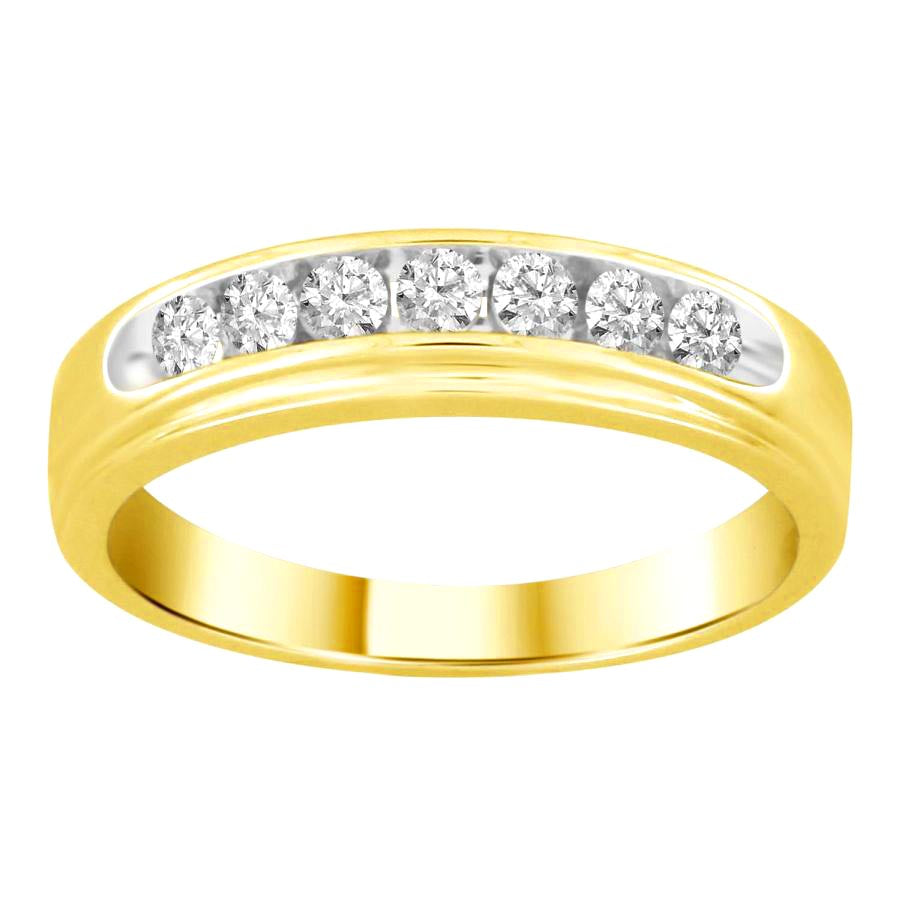 MEN'S BAND 0.33CT ROUND DIAMOND 14K YELLOW GOLD