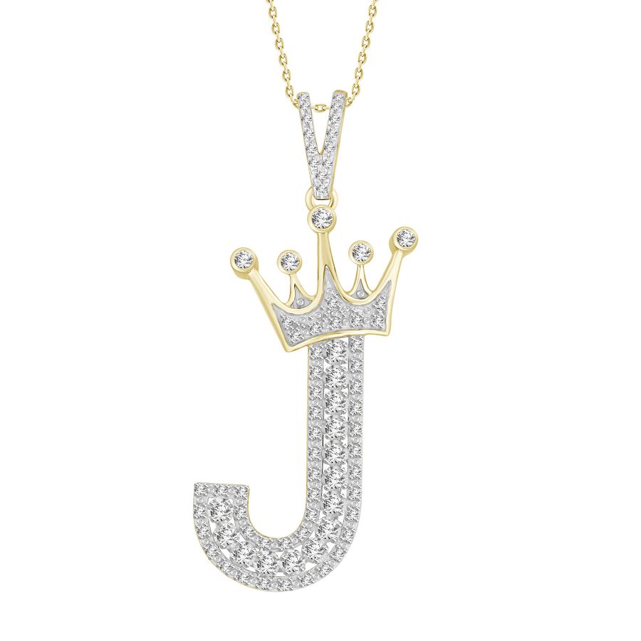 MEN'S CHARM PENDANT 0.40CT ROUND DIAMOND 10K YELLOW GOLD