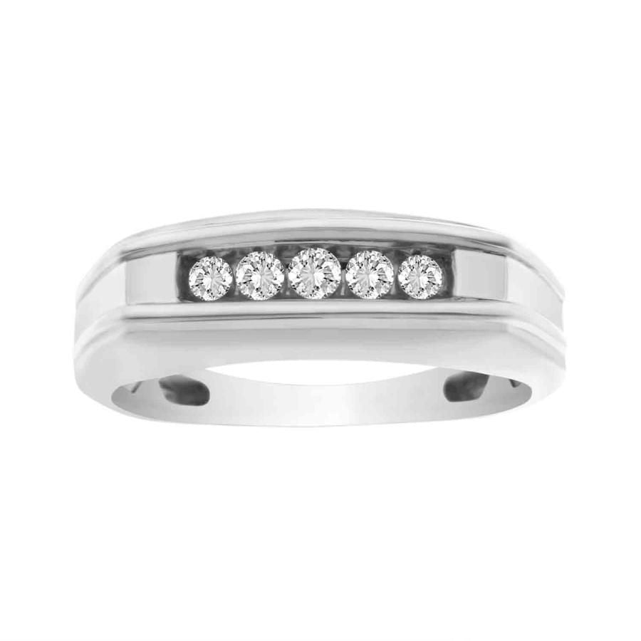 MEN'S RING 0.25CT ROUND DIAMOND 10K WHITE GOLD