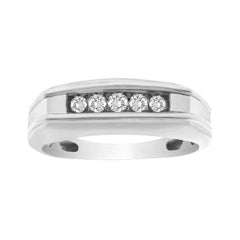 MEN'S RING 0.25CT ROUND DIAMOND 10K WHITE GOLD