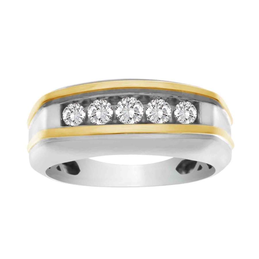 MEN'S BAND 0.50CT ROUND DIAMOND 10K WHITE/YELLOW GOLD