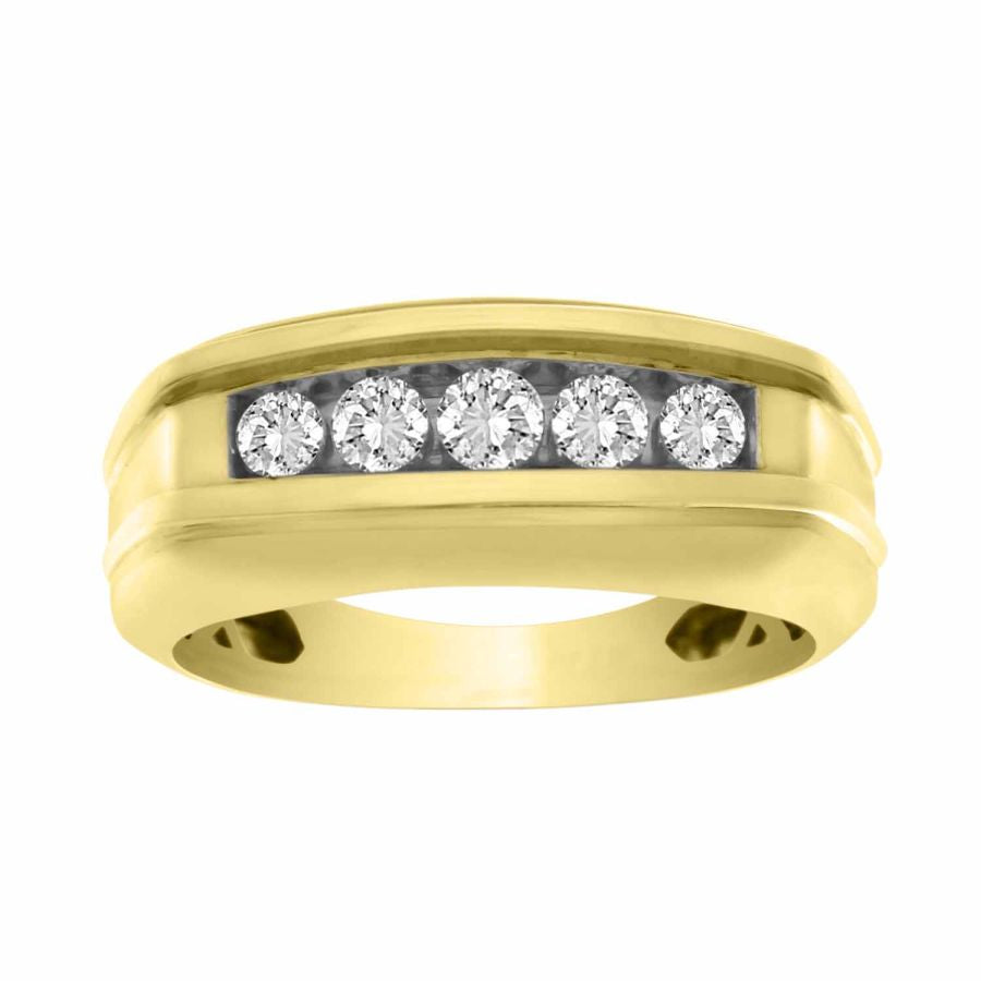 MEN'S BAND 0.50CT ROUND DIAMOND 10K YELLOW GOLD