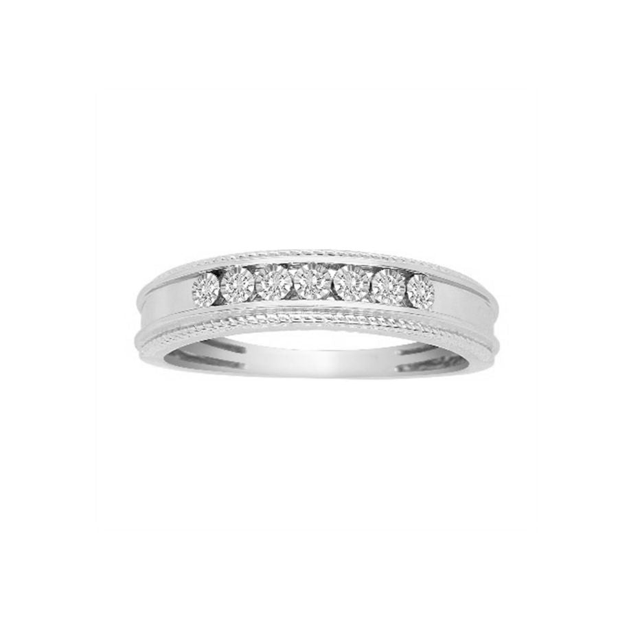 MEN'S BAND 0.10CT ROUND DIAMOND 10K WHITE GOLD