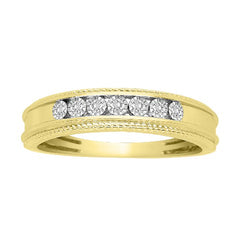 MEN'S BAND 0.10CT ROUND DIAMOND 10K YELLOW GOLD