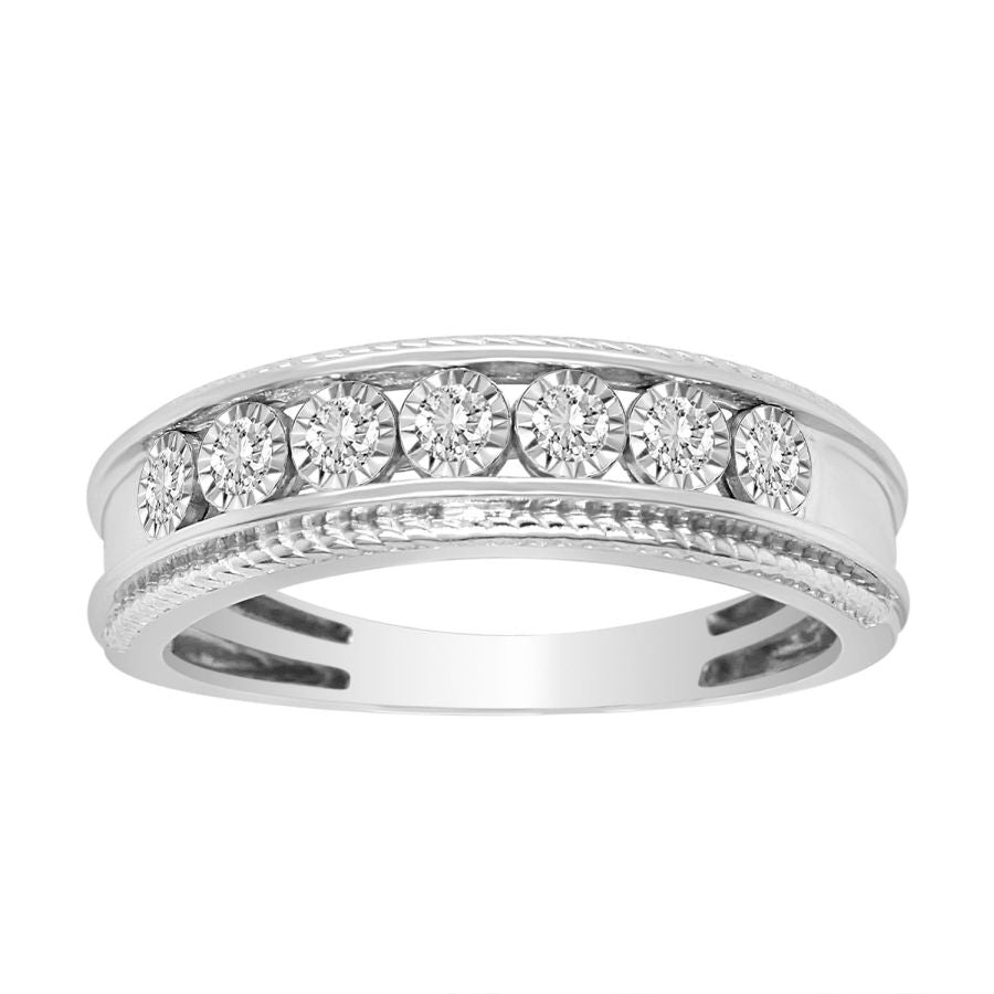 MEN'S BAND 0.25CT ROUND DIAMOND 10K WHITE GOLD