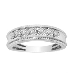 MEN'S BAND 0.25CT ROUND DIAMOND 10K WHITE GOLD