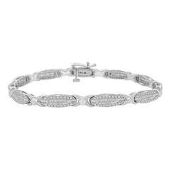 LADIES BRACELET 1.00CT ROUND/BAGUETTE DIAMOND 10K WHITE GOLD