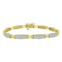 LADIES BRACELET 1.00CT ROUND/BAGUETTE DIAMOND 10K YELLOW GOLD