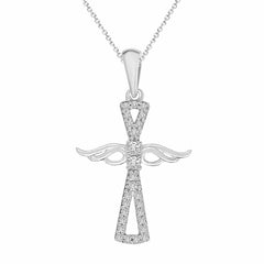 LADIES PENDANT 0.10CT ROUND DIAMOND 10K WHITE GOLD