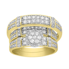 UNISEX TRIOS SET 1.00CT ROUND DIAMOND 10K YELLOW GOLD