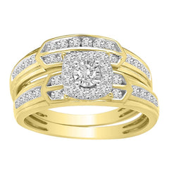 LADIES BRIDAL SET 0.65CT ROUND DIAMOND 10K YELLOW GOLD