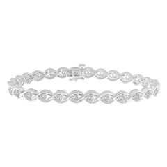 LADIES BRACELET 1.00CT ROUND DIAMOND 10K WHITE GOLD