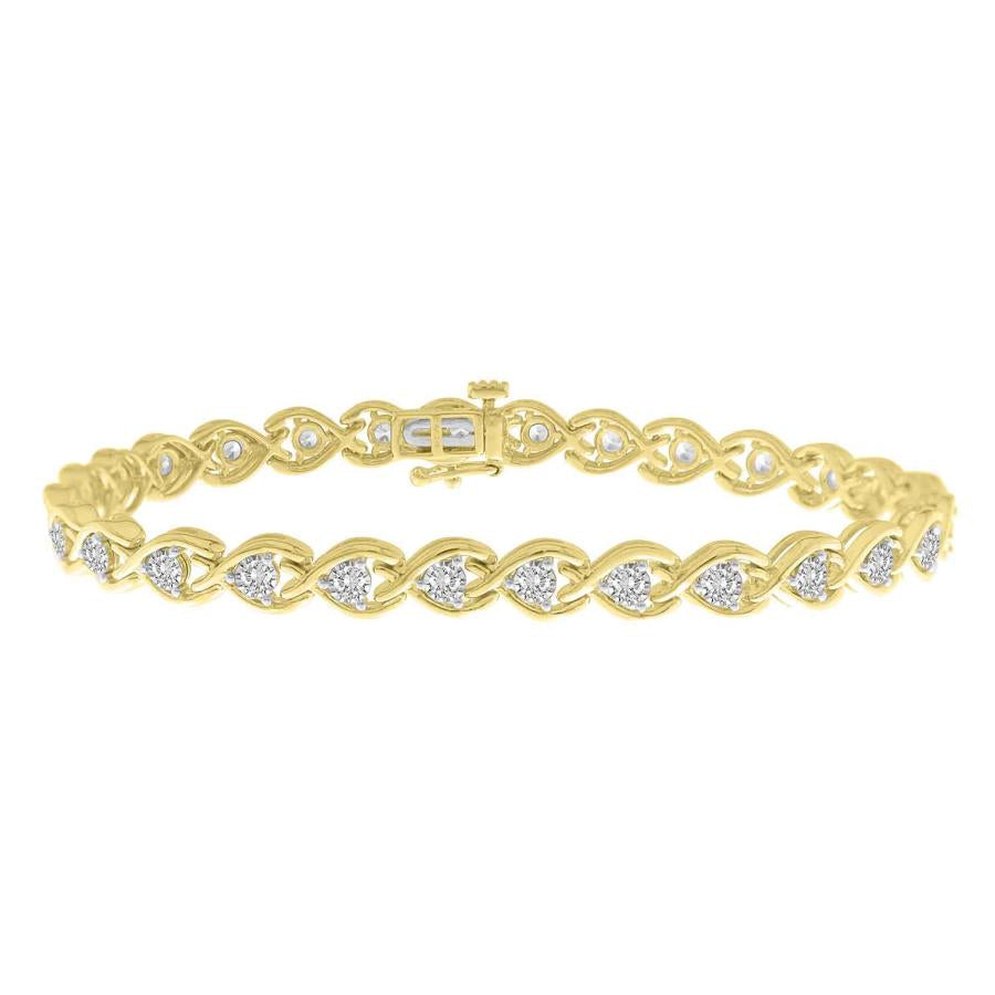 LADIES BRACELET 1.00CT ROUND DIAMOND 10K YELLOW GOLD