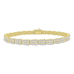 LADIES BRACELET 1.00CT ROUND/BAGUETTE DIAMOND 10K YELLOW GOLD