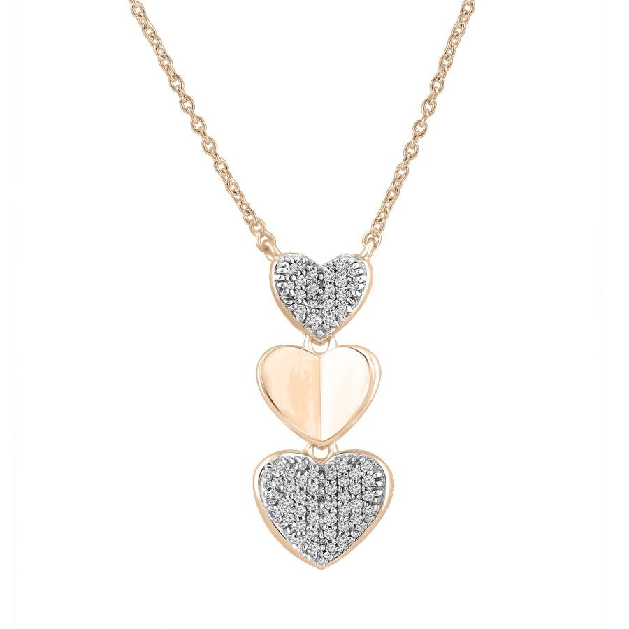 LADIES NECKLACE 0.10CT ROUND DIAMOND 10K ROSE GOLD