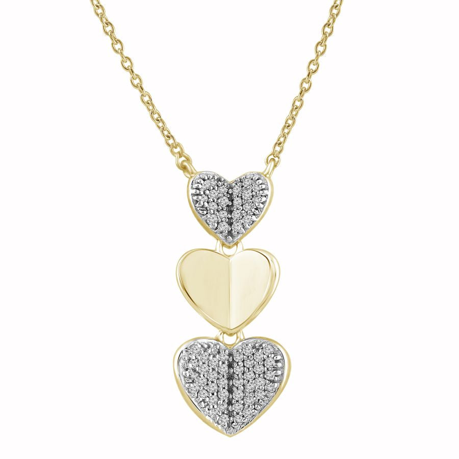 LADIES NECKLACE 0.10CT ROUND DIAMOND 10K YELLOW GOLD